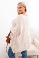 Sweter damska Plus Size z akrylem o luźnym kroju i rękawem 3/4 beżowy