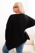 Sweter damska Plus Size z akrylem o luźnym kroju i rękawem 3/4 czarny