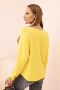Sweter damska z wiskozą z dekoltem w serek ciemno żółty