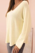 Sweter damska z wiskozą z dekoltem w serek cytrynowy