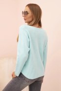 Sweter damska z wiskozą z dekoltem w serek miętowy