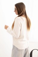 Sweterek damska z wiskozy z długim rękawem i okrągłym dekoltem beżowy
