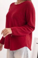 Sweterek damska z wiskozy z długim rękawem i okrągłym dekoltem bordowy