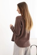 Sweterek damska z wiskozy z długim rękawem i okrągłym dekoltem mocca