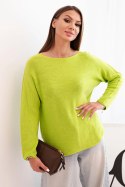 Sweterek damska z wiskozy z długim rękawem i okrągłym dekoltem pistacjowy