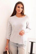 Sweterek damska z wiskozy z długim rękawem i okrągłym dekoltem szary