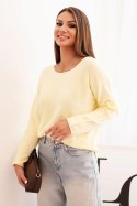 Sweterek damska z wiskozy z długim rękawem i okrągłym dekoltem żółty
