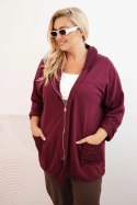 Bluza damska Plus Size bawełniana oversize z długim rękawem bordowa