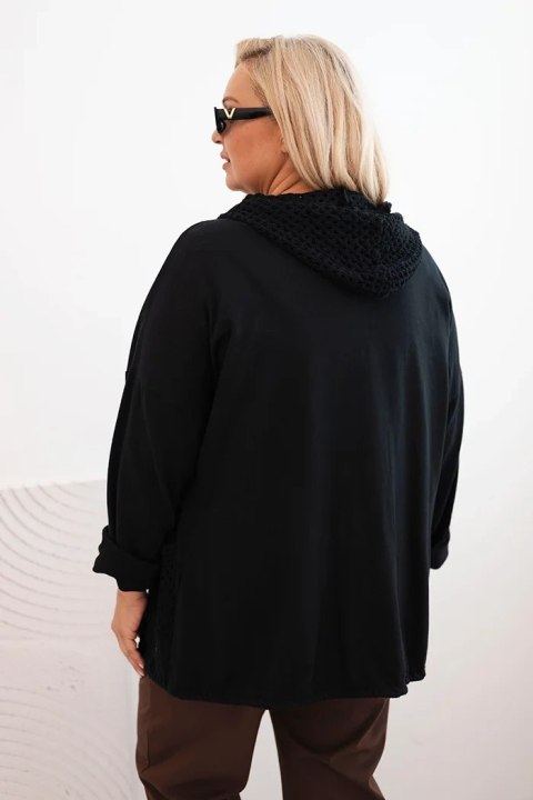 Bluza damska Plus Size bawełniana oversize z długim rękawem czarna
