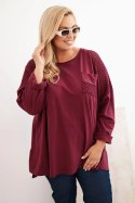 Bluza damska Plus Size bawełniana z nadrukiem bordowa