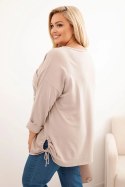 Bluza damska Plus Size bawełniana z nadrukiem drzewa beżowa