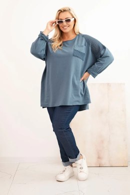 Bluza damska Plus Size bawełniana z nadrukiem jeansowa