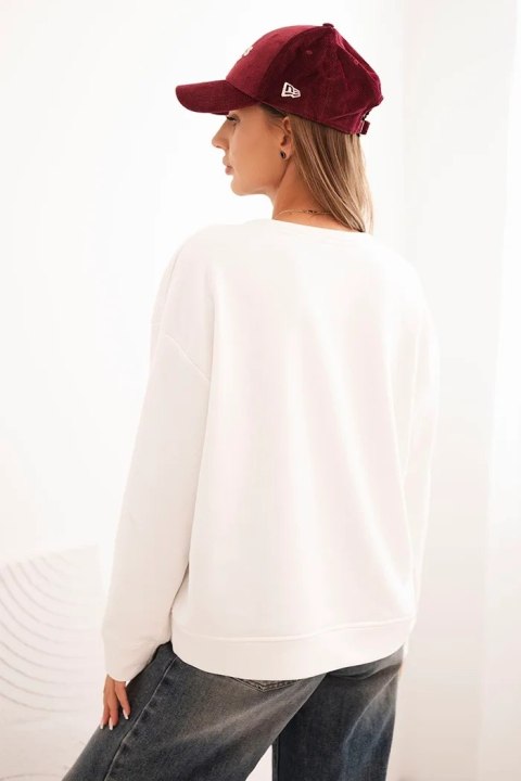 Bluza damska bawełniana z nadrukiem kota i napisem ecru