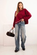 Bluza damska z ozdobnym wykończeniem na dole bordowa