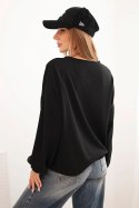 Bluza damska z ozdobnym wykończeniem na dole czarna