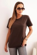 Bluzka damska bawełniana o klasycznym kroju brązowa