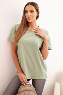 Bluzka damska bawełniana o klasycznym kroju ciemno miętowa