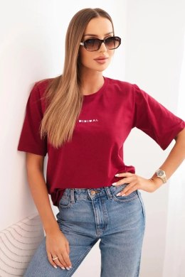 Bluzka damska bawełniana z nadrukiem Minimal bordowa