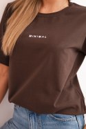 Bluzka damska bawełniana z nadrukiem Minimal brązowa