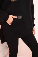 Komplet damski bawełniany bluza z kapturem i legginsy z wysokim stanem czarny