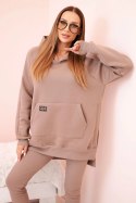 Komplet damski bawełniany bluza z kapturem i legginsy z wysokim stanem fango