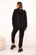 Komplet damski bawełniany z kapturem i zamkiem czarny