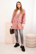 Kurtka damska Plus Size pikowana z kołnierzem i guzikiem ciemno różowa