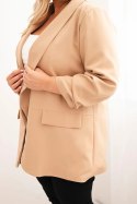 Marynarka damska Plus Size elegancka camelowa