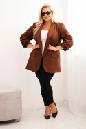 Marynarka damska Plus Size elegancka czekoladowa