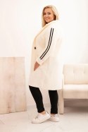 Płaszcz damski Plus Size ze sztucznego baranka z kieszeniami ecru