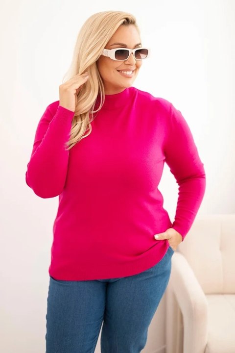 Sweter damski Plus Size z wiskozy z golfem fuksja