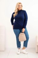 Sweter damski Plus Size z wiskozy z golfem granatowy