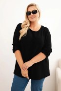Sweter damski plus size z dekoltem łódką czarny