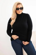 Sweter damski wiskozowy Plus Size z golfem o klasycznym kroju czarny