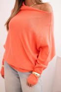 Sweter damski wiskozowy asymetryczny typu nietoperz łososiowy