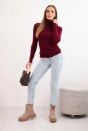 Sweter damski z wiskozy z golfem i długim rękawem bordowy