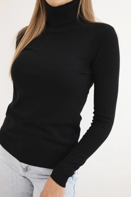 Sweter damski z wiskozy z golfem i długim rękawem czarny