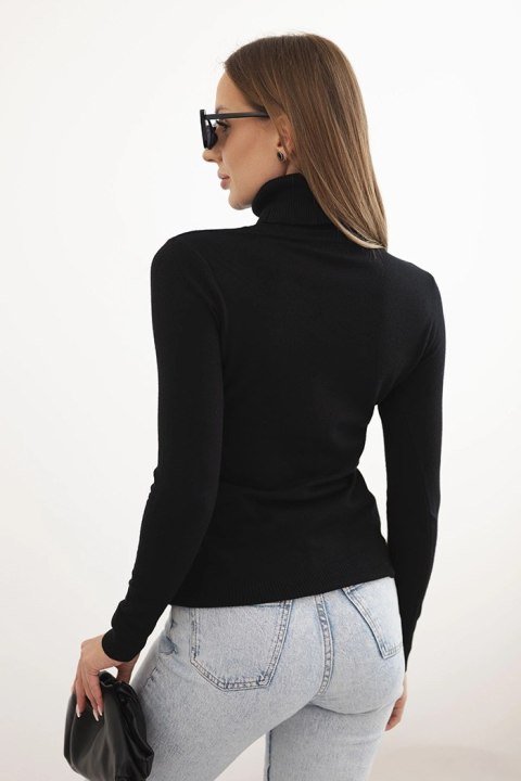 Sweter damski z wiskozy z golfem i długim rękawem czarny