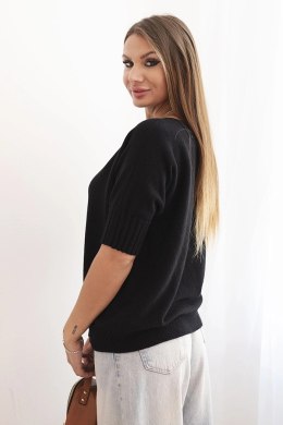Sweter damski z wiskozy z krótkim rękawem czarny