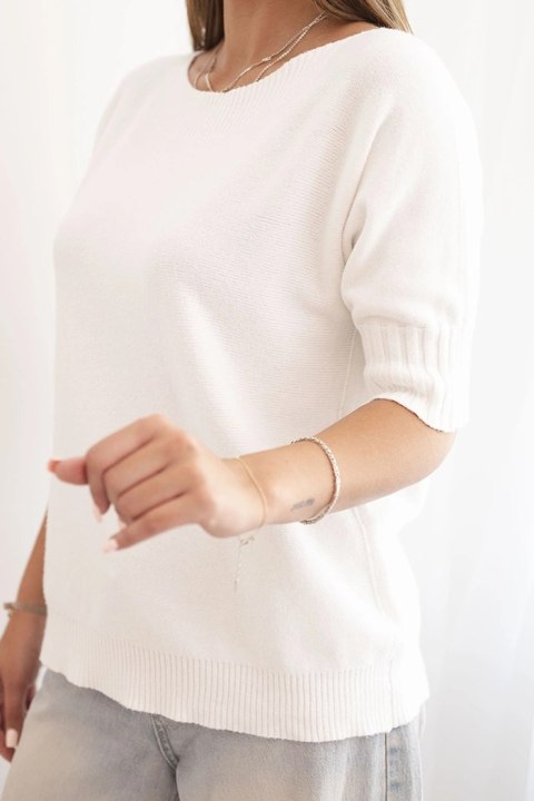 Sweter damski z wiskozy z krótkim rękawem ecru