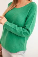 Sweterek damska z wiskozy z długim rękawem i okrągłym dekoltem zielony