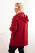 Bluza damska Plus Size bawełniana z kapturem i dużą literą H bordowa