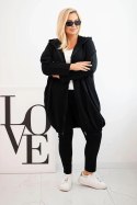 Bluza damska Plus Size bawełniana z kapturem i zamkiem czarna