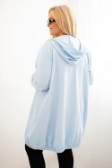 Bluza damska Plus Size bawełniana z kapturem i zamkiem niebieska