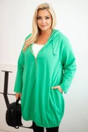 Bluza damska Plus Size bawełniana z kapturem i zamkiem zielona