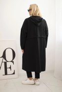 Bluza damska bawełniana Plus Size z kapturem i kieszeniami czarna
