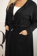Bluza damska bawełniana Plus Size z kapturem i kieszeniami czarna