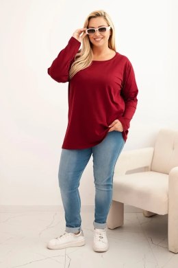Bluzka damska Plus Size bawełniana z okrągłym dekoltem bordowa
