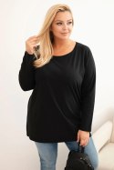 Bluzka damska Plus Size bawełniana z okrągłym dekoltem czarna