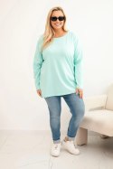 Bluzka damska Plus Size bawełniana z okrągłym dekoltem miętowa
